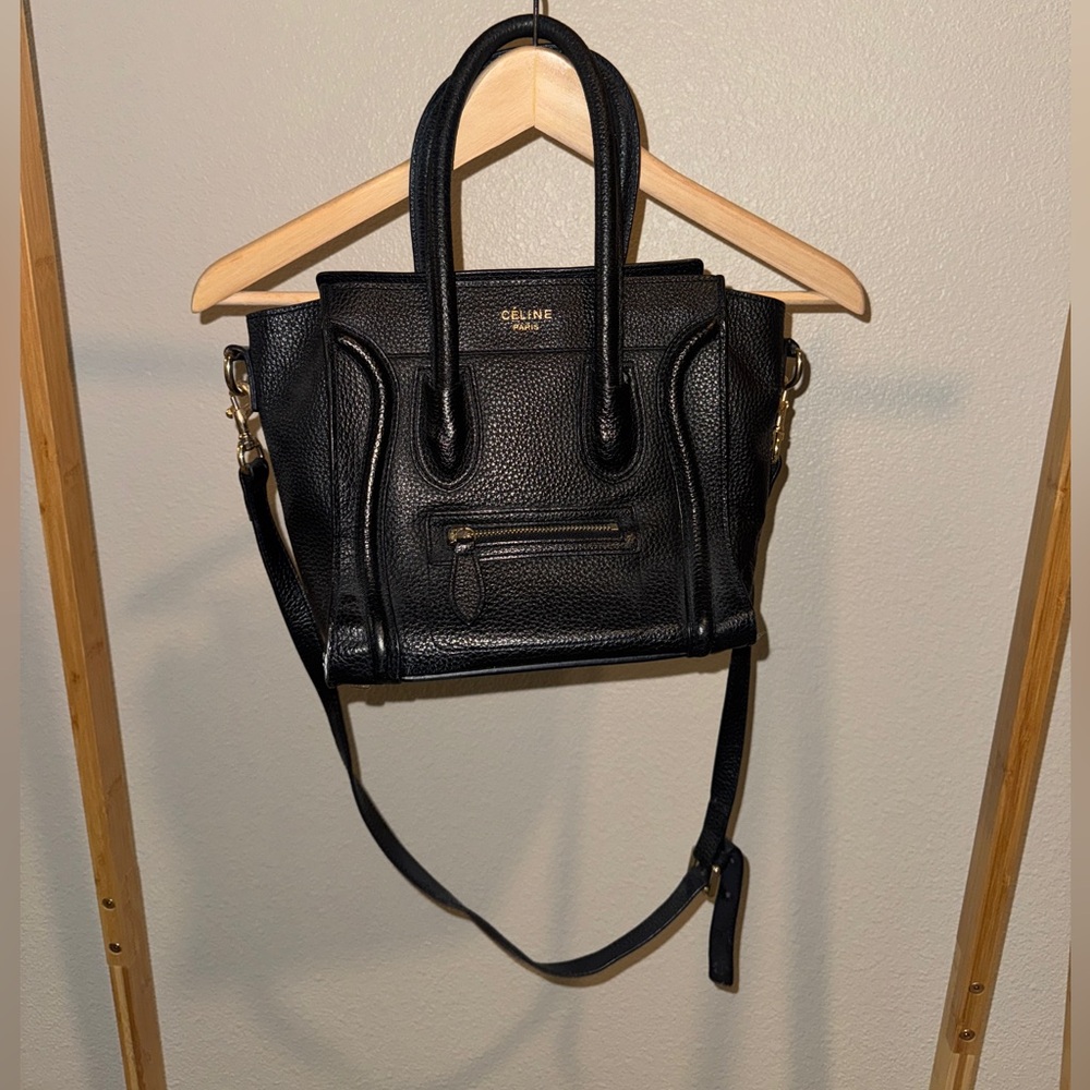 Celine Smile Bag Black Leather